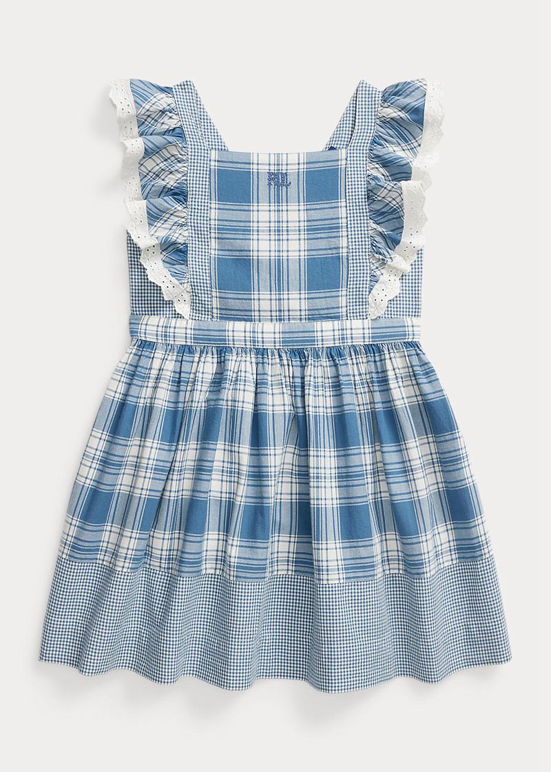 Vestidos Polo Ralph Lauren Niña 1.5-6.5 Años Plaid Cotton Madras Chile Azules YAFLT-3512